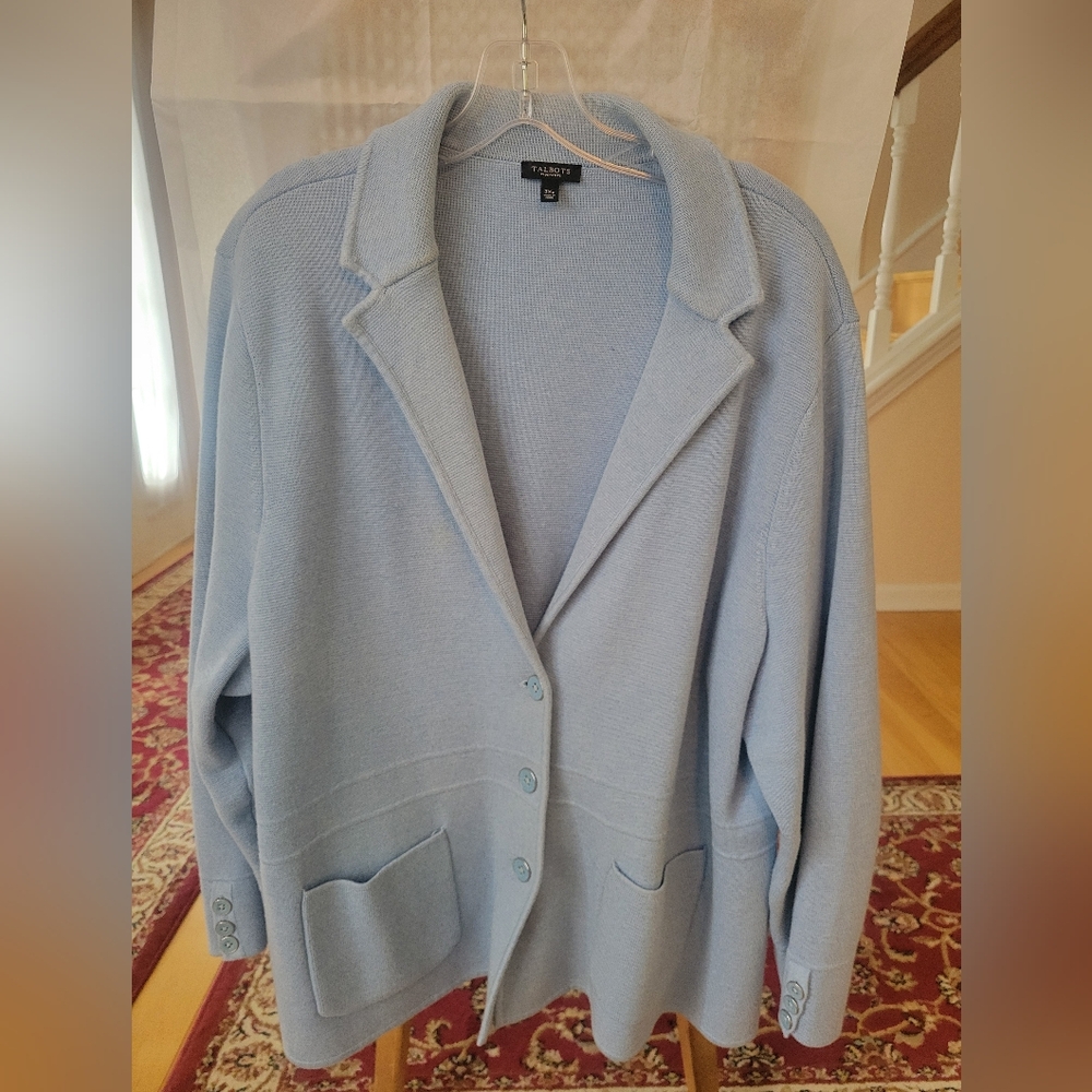 Talbots Soft Blue Knit Blazer